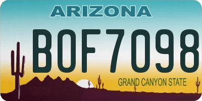 AZ license plate BOF7098