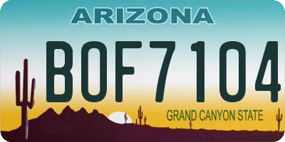 AZ license plate BOF7104