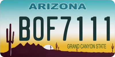 AZ license plate BOF7111