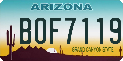 AZ license plate BOF7119