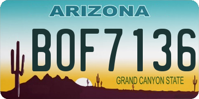 AZ license plate BOF7136