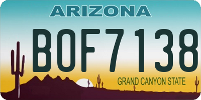 AZ license plate BOF7138