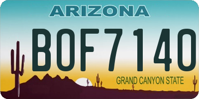 AZ license plate BOF7140
