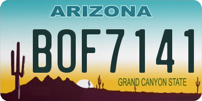 AZ license plate BOF7141