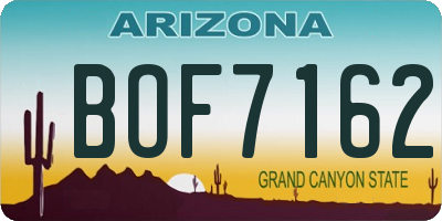 AZ license plate BOF7162