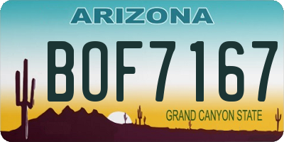 AZ license plate BOF7167