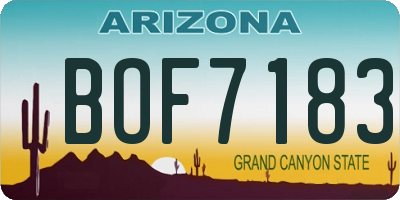 AZ license plate BOF7183