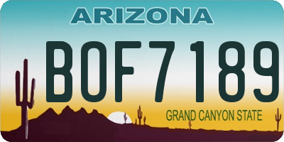 AZ license plate BOF7189