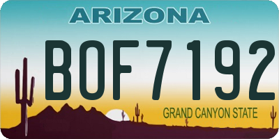 AZ license plate BOF7192