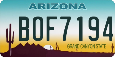 AZ license plate BOF7194
