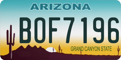 AZ license plate BOF7196