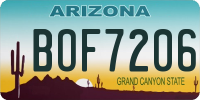 AZ license plate BOF7206