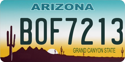 AZ license plate BOF7213