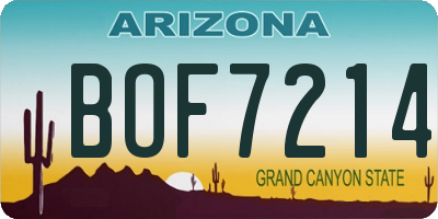 AZ license plate BOF7214