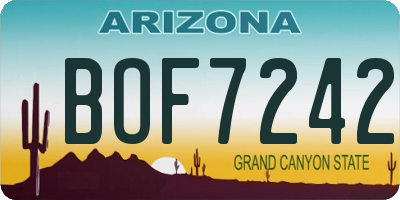 AZ license plate BOF7242