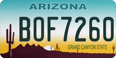 AZ license plate BOF7260