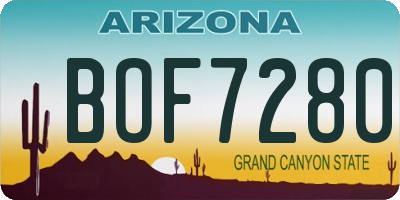 AZ license plate BOF7280