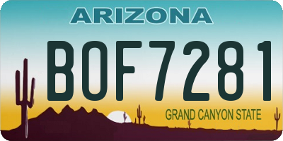 AZ license plate BOF7281
