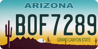 AZ license plate BOF7289