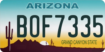 AZ license plate BOF7335