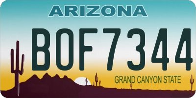 AZ license plate BOF7344