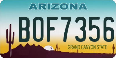 AZ license plate BOF7356