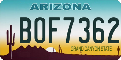 AZ license plate BOF7362
