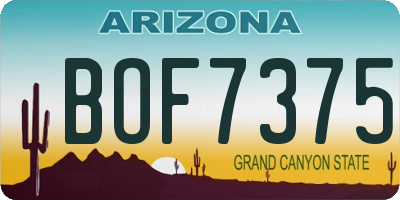 AZ license plate BOF7375