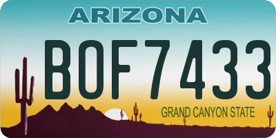 AZ license plate BOF7433