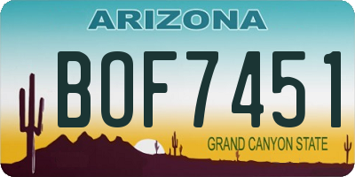 AZ license plate BOF7451