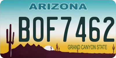 AZ license plate BOF7462