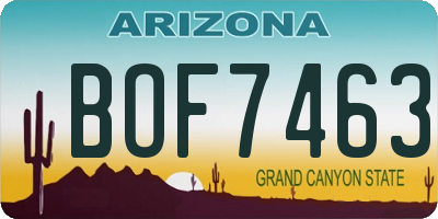 AZ license plate BOF7463