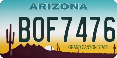 AZ license plate BOF7476