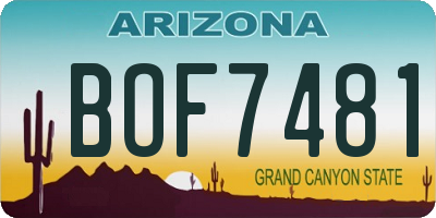 AZ license plate BOF7481