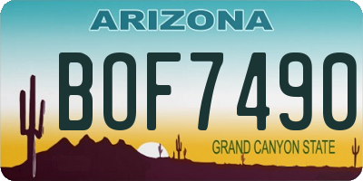 AZ license plate BOF7490