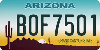 AZ license plate BOF7501