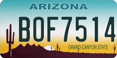 AZ license plate BOF7514