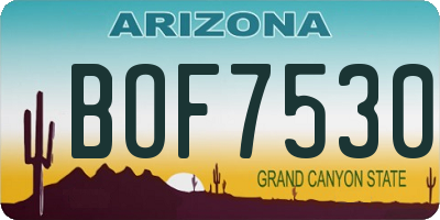 AZ license plate BOF7530