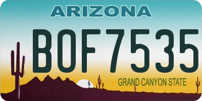 AZ license plate BOF7535