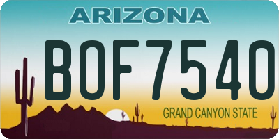 AZ license plate BOF7540