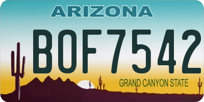 AZ license plate BOF7542