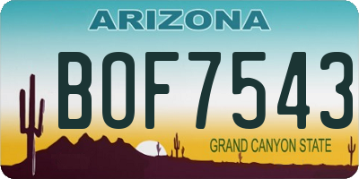 AZ license plate BOF7543