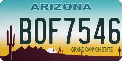 AZ license plate BOF7546