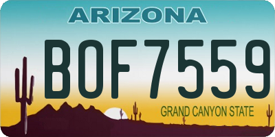 AZ license plate BOF7559