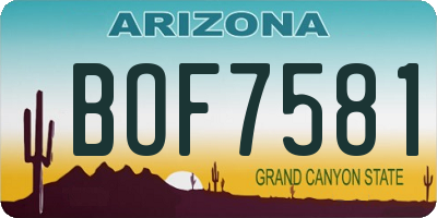 AZ license plate BOF7581