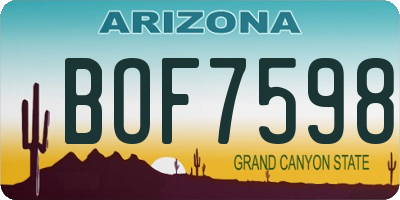 AZ license plate BOF7598
