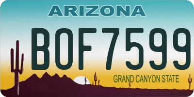 AZ license plate BOF7599
