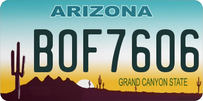 AZ license plate BOF7606