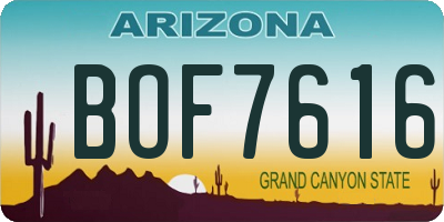AZ license plate BOF7616