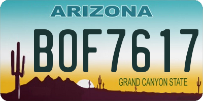 AZ license plate BOF7617